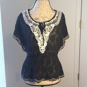 Rue 21 Black and White Blouse sheer.